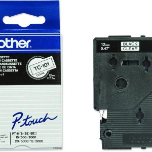 Brother Beschriftungsband TC-101 Schwarz auf Transparent